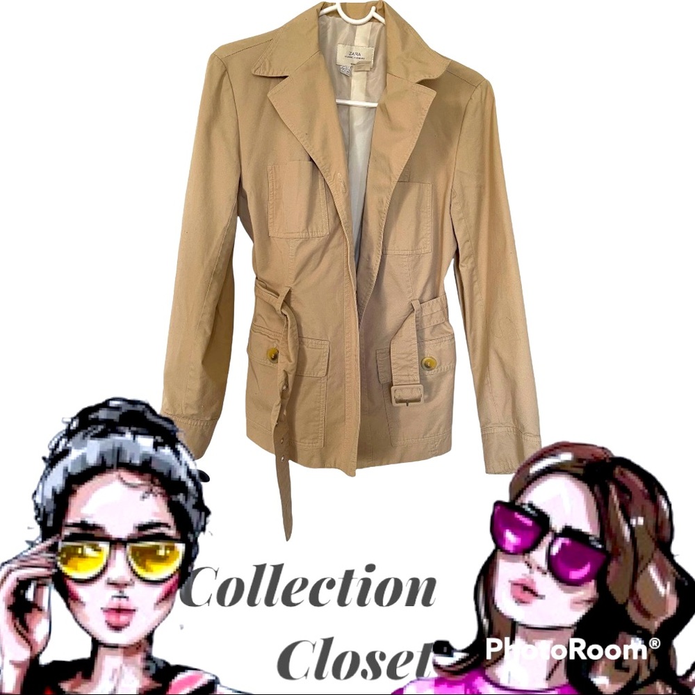 Zara Tan Trench Jacket size 8.  100% Cotton